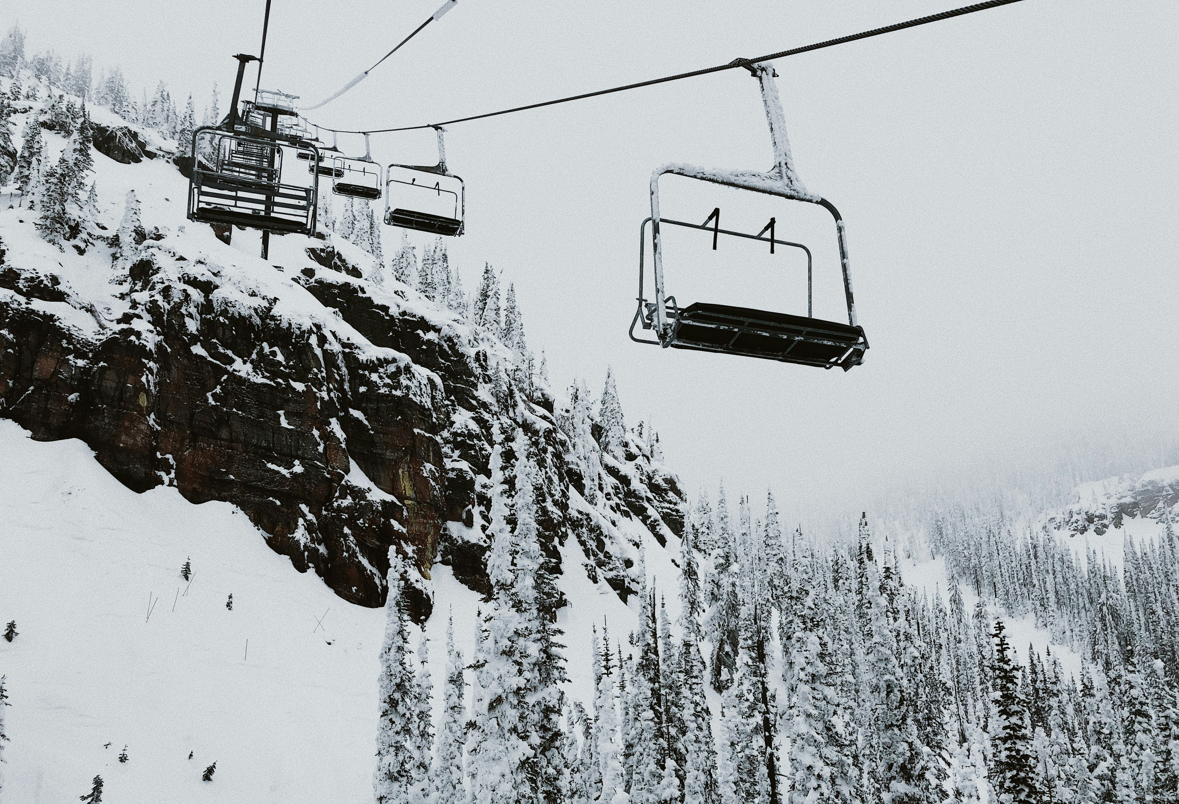 low angle photo of empty cable cart